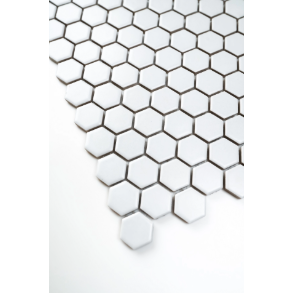 1X1 WHITE MATTE HEXAGON PORCELAIN MOSAIC - porcelain tile